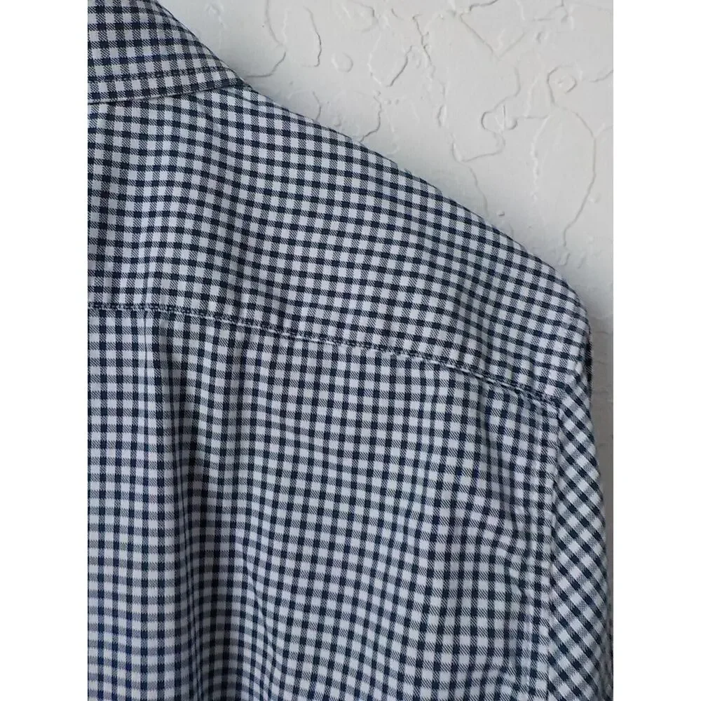 Banana Republic Untucked Blue Plaid Shirt Men Size Medium Button Up Long Sleeve
